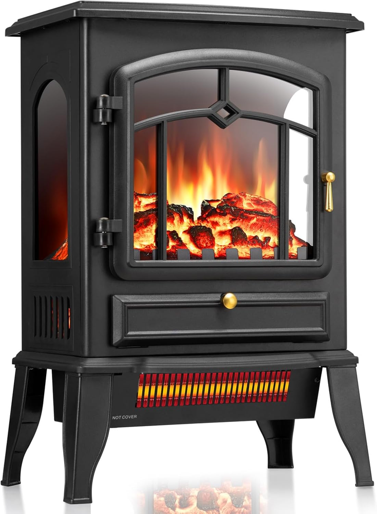 Electric Fireplace Stove, 5100 BTU Quick Heating Electric Fireplace Heater with