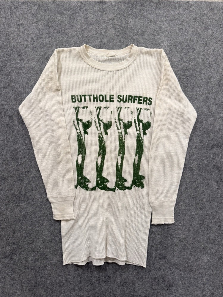 Vintage 80s Butthole Surfers Don Rock Long Sleeve Thermal T Shirt Fits Large