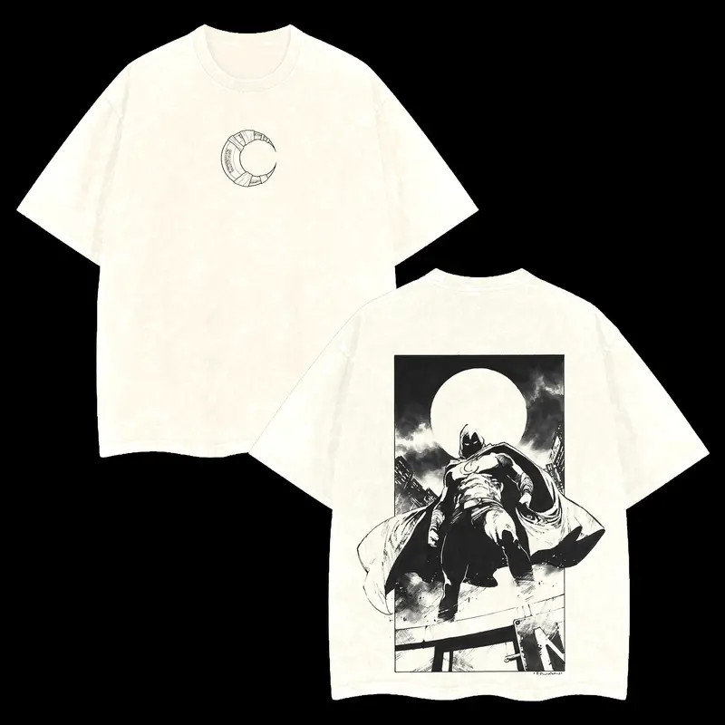 Moon Knight Double Printed Fantasy Graphic Tee Mens T-Shirt