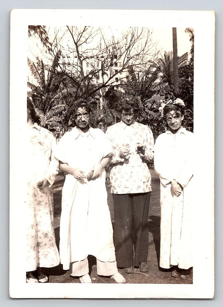 Vintage Old Photo Picture Photograph Girls Ladies Women Dresses Painted Faces