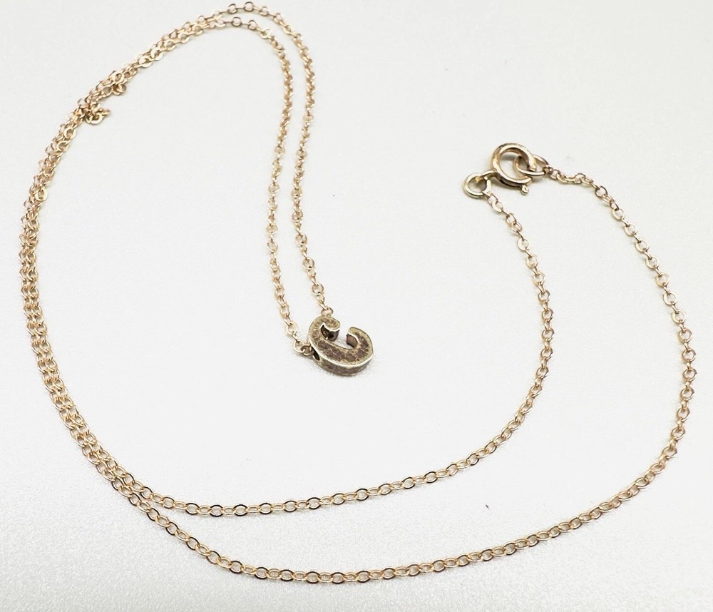 1/20 14k Gold Filled Necklace 18” W/  Initial  “C” Pendant 1g
