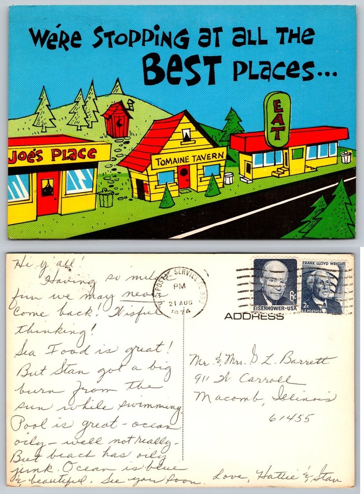 Vintage 1974 Humorous Road Trip Postcard 