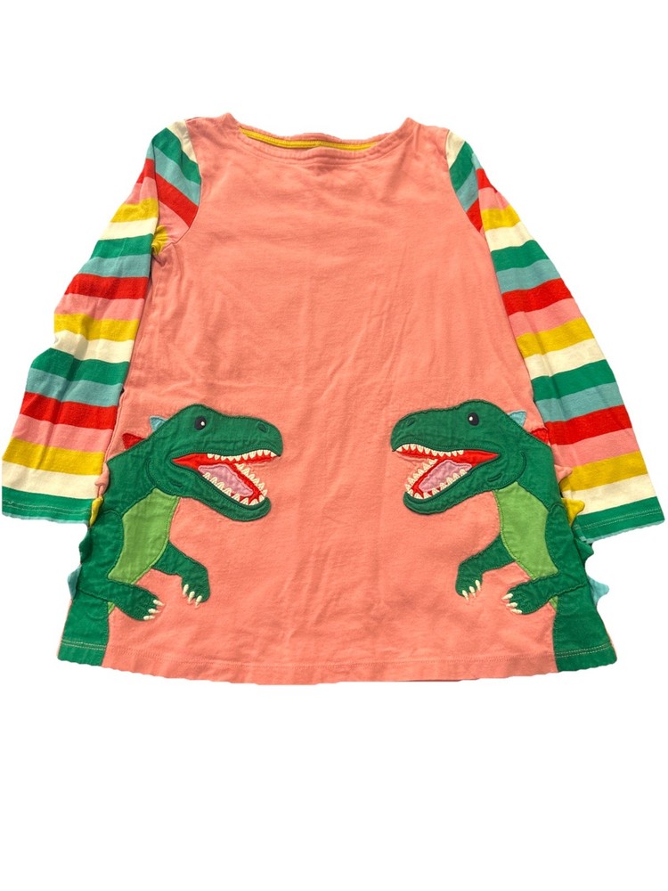 Mini Boden Girl's Dinosaur Print Pink Tunic Dress Size 7/8