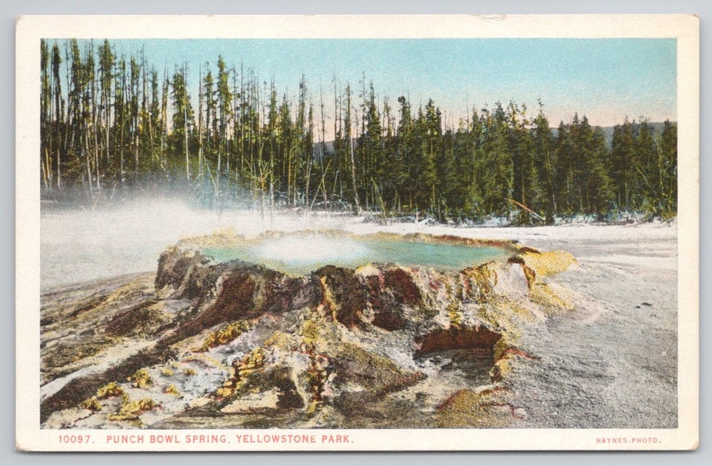 Vintage Punch Bowl Spring Yellowstone Park Haynes Postcard