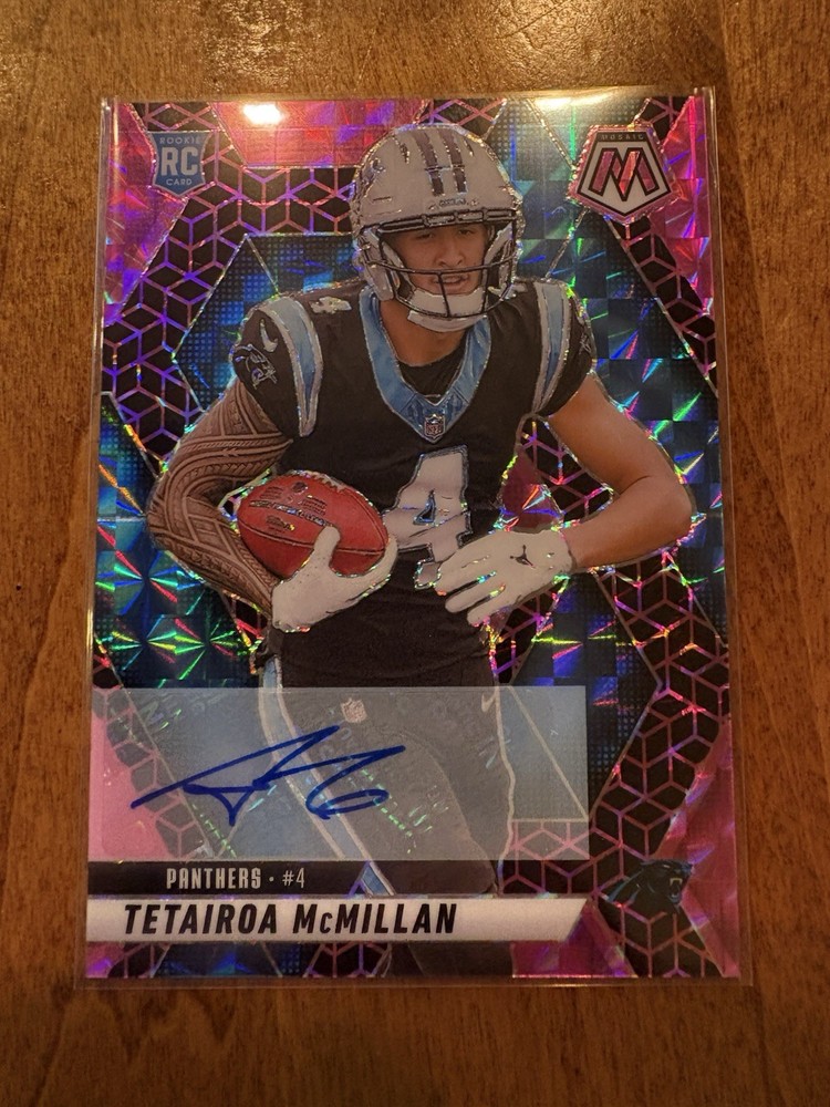 2025 Panini Mosaic - Rookies Tetairoa McMillan #309 Spectris Pink Mosaic Prizm Autographs /30 (AU, RC)