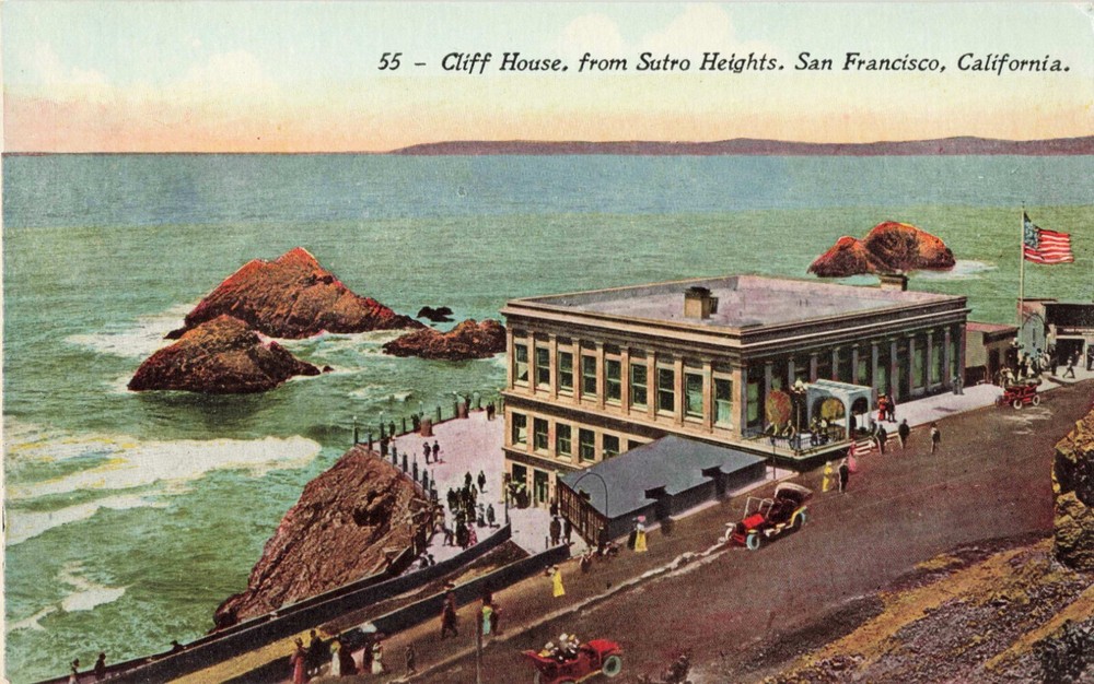 San Francisco California, Cliff House from Sutro Heights, Vintage Postcard