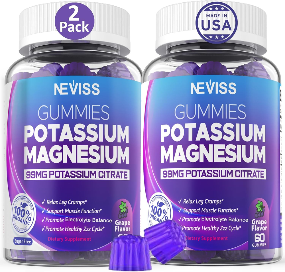 Potassium Magnesium Gummies - Potassium Supplement W/Ashwagandha 200Mg, High Abs