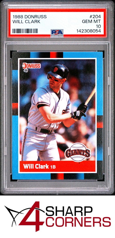 1988 Donruss #204 Will Clark Giants Psa 10Set builders paradise - improve your registry!