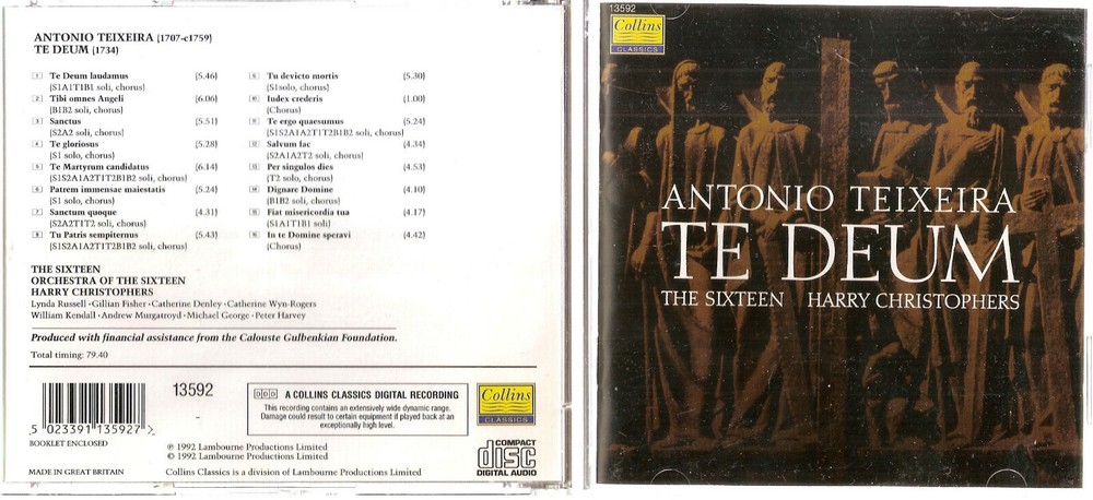 Antonio Teixeira: Te Deum by The Sixteen CD  #0121EY