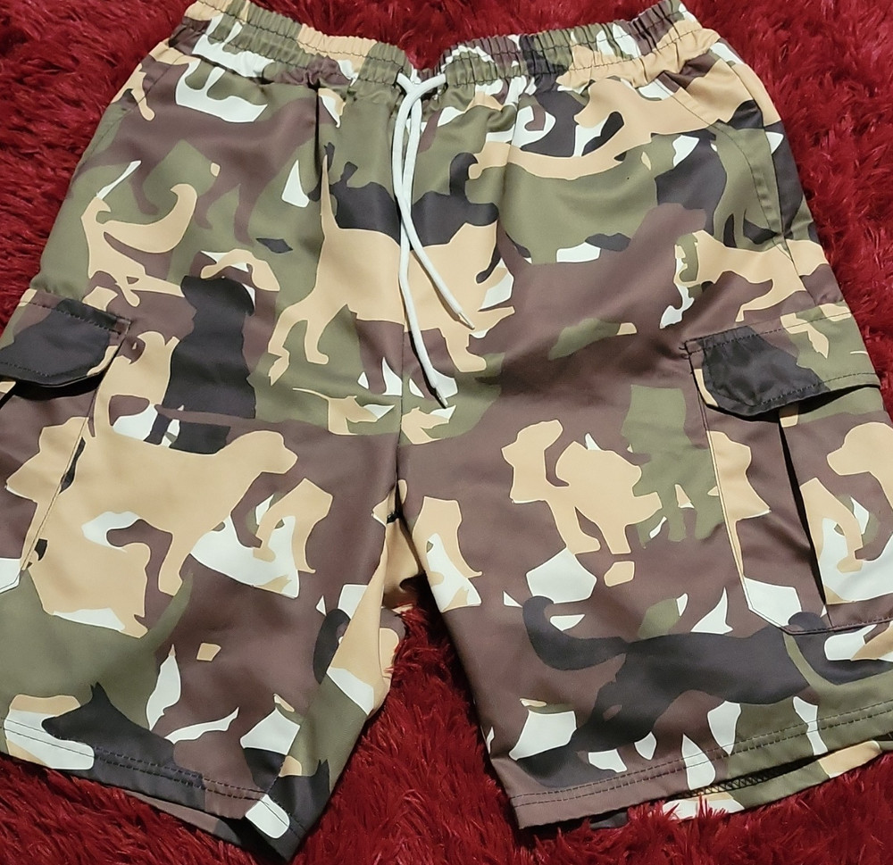 Camouflage Cargo Shorts Multicolor Men's Casual Elastic Waist Drawstring