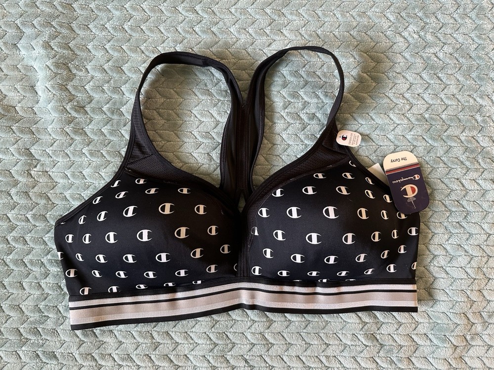 Champion Women's Moderate The Curvy Black Sports Bra Size 2X XXL Brand New NWT