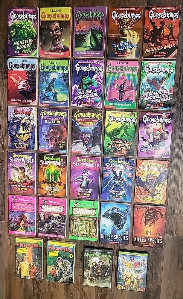 Lot 29 Vintage Goosebumps +Series 2000 Slappy Happy Rl Stine Shivers Books 2 Dvd