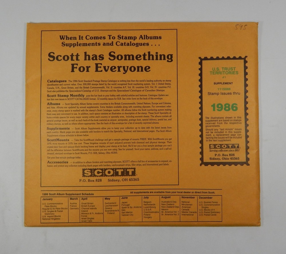 Scott U.S. Trust Territories #1 1986 Supplement 111S086 Stamp Album Pages