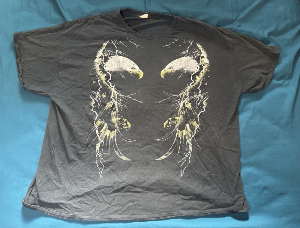 Vintage American Bald Eagles Lightning Shirt Mens 3XL Black Thrashed Distressed