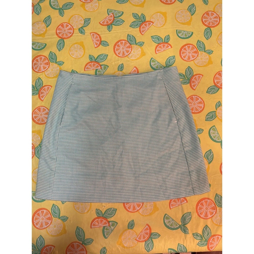 Urban Outfitters Houndstooth Mini Skirt Womens Small Mint Green White