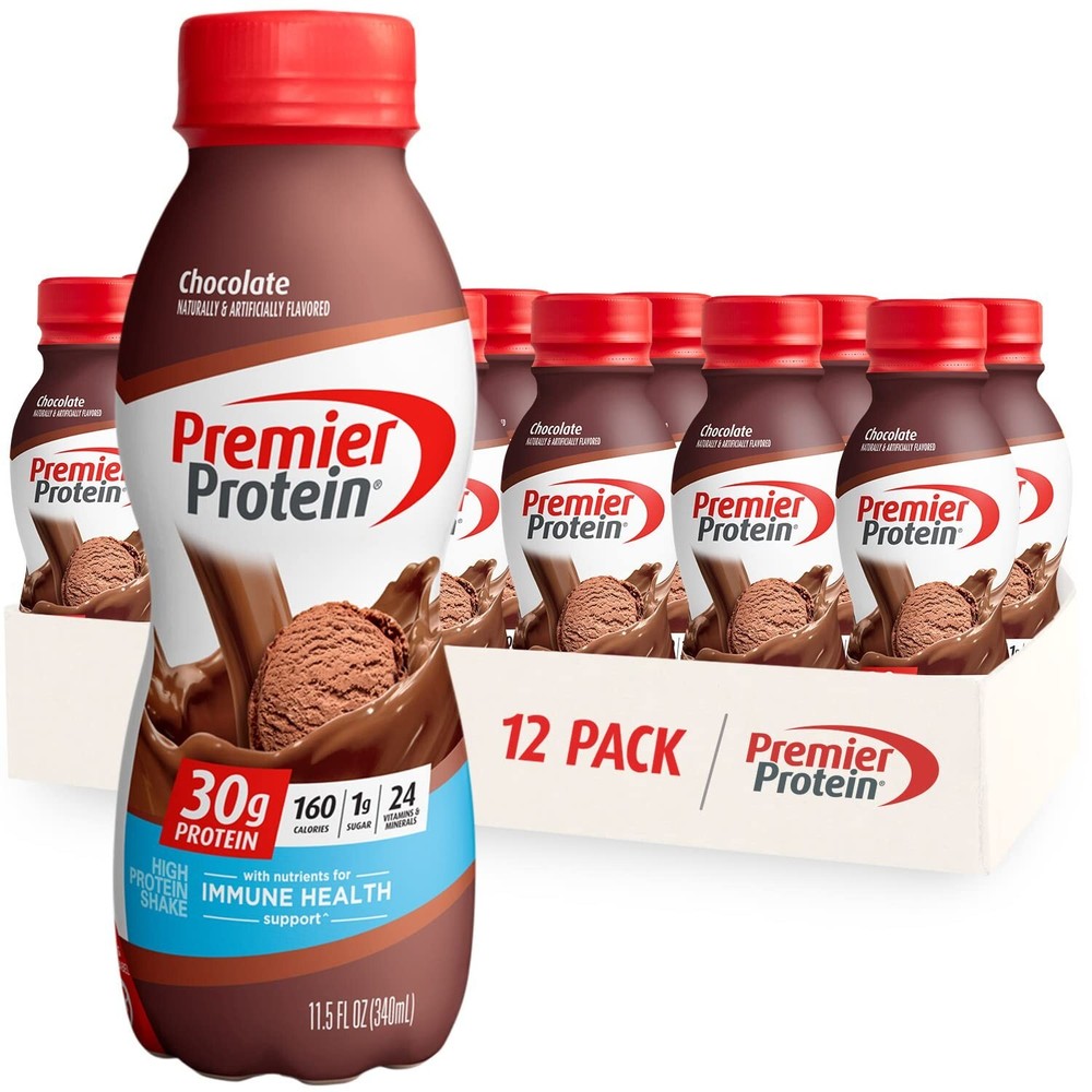 Chocolate Premier Protein Shake 30g Protein 1g Sugar 24 Vitamins 11.5oz Pack of 12