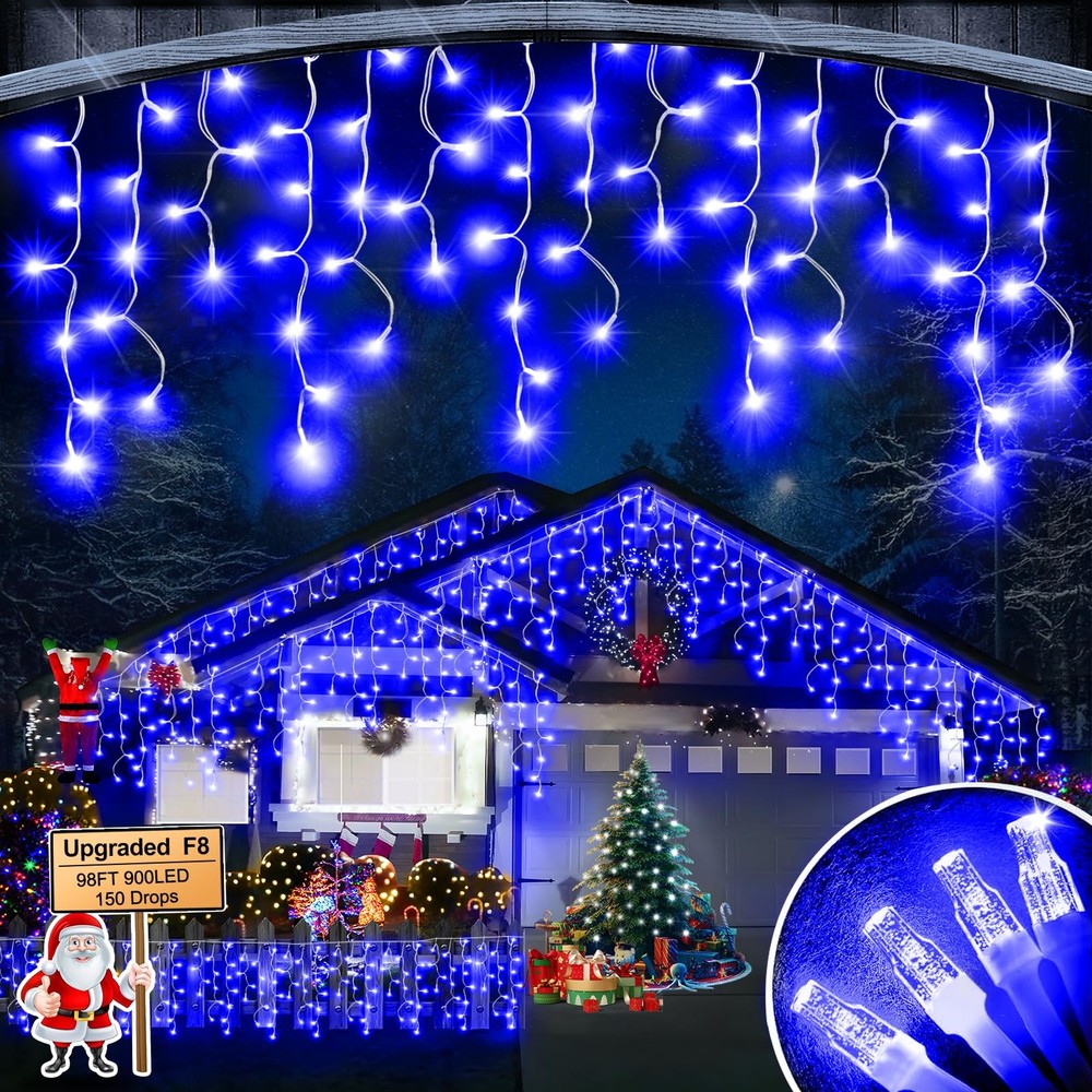 98FT 900LED F8 Upgraded Christmas Lights Decorations Waterproof 8 Modes Chris...