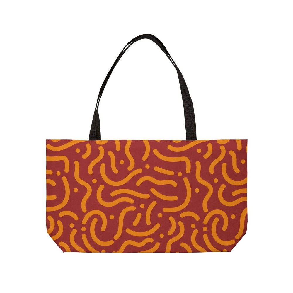 Abstract Doodle Red Orange Weekender Tote Bag 24x13 Inches 100% Polyester-image