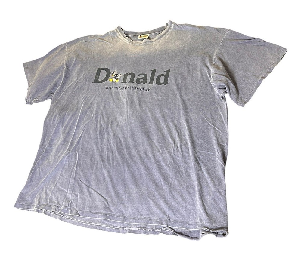 Vtg Donald Walt Disney T-shirt Size 2XL Gray Blue Short Sleeve Made In USA Tee