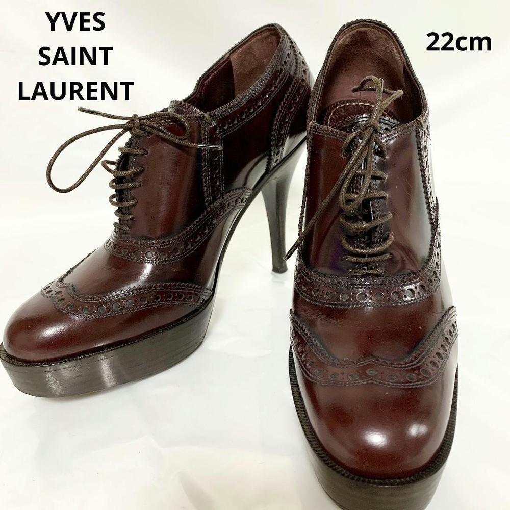 Yves Saint Laurent Dark Brown Leather High Heel Pumps US7 Authentic From Japan RIN