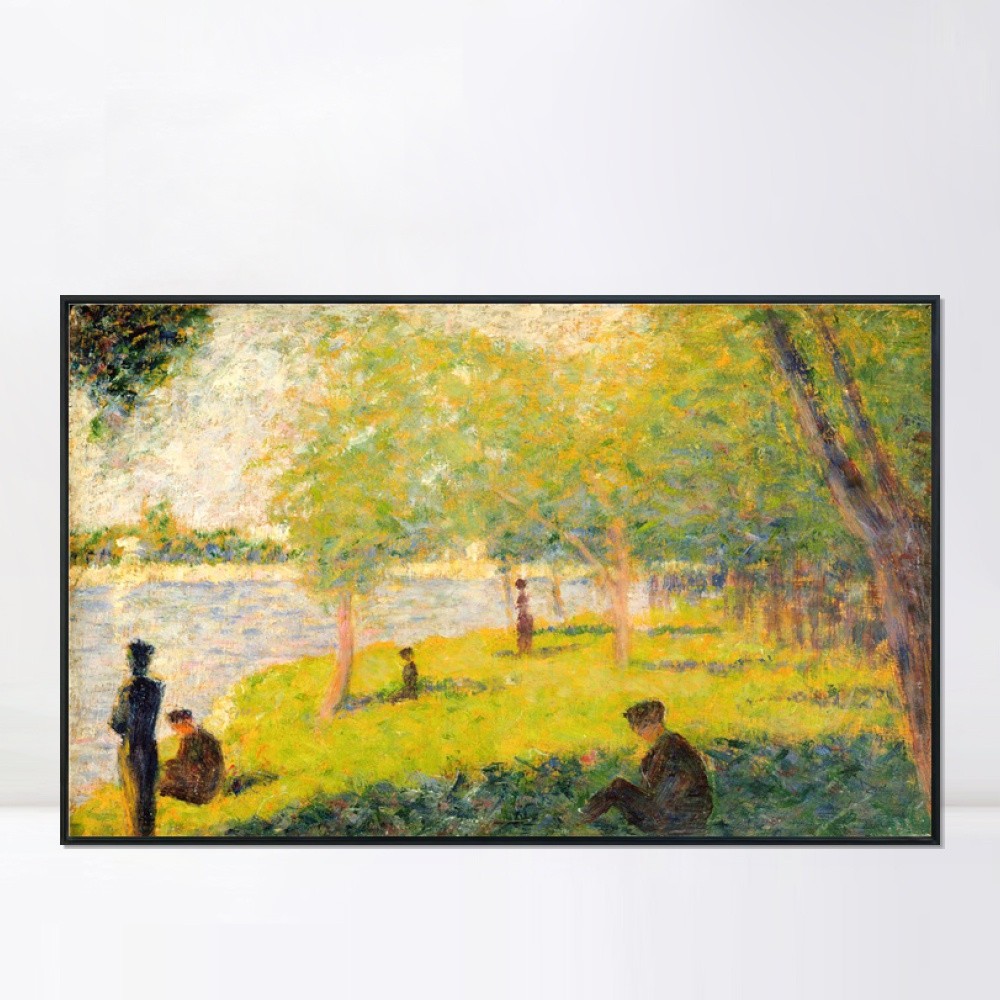 Framed Canvas Giclee Print Art Groupe de personnages by Georges Seurat Wall Art