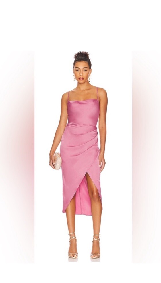More To Come Adiona Wrap Midi Dress In Pink Sz XS