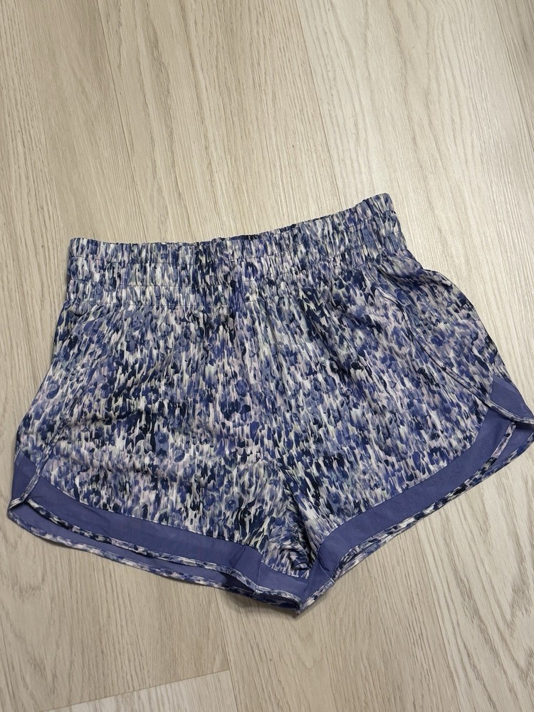 Athleta High Rise Mesh Racer Running Shorts 3” Lined Medium M Purple ZIP Pocket