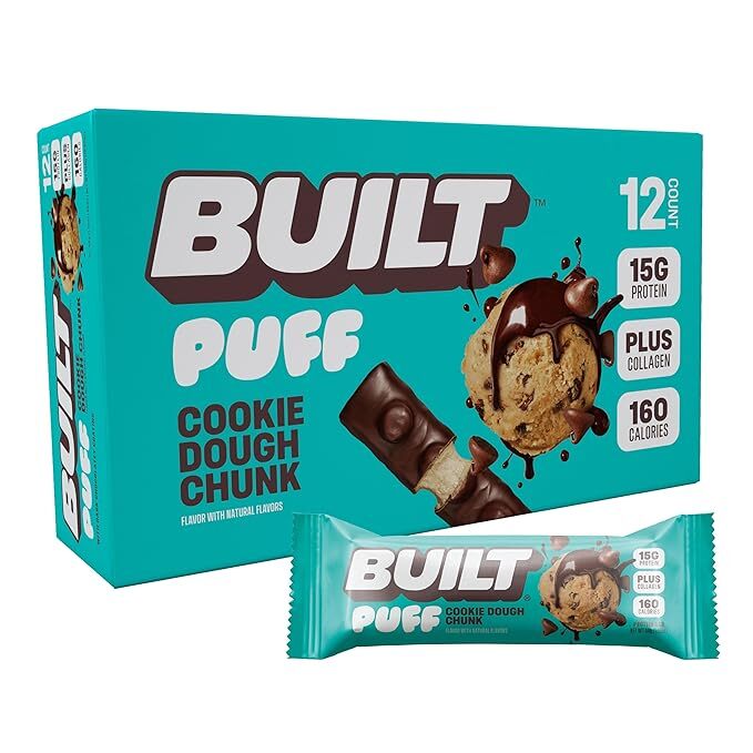 Built Bar Puff Protein Bars in Cookie Dough Chunk Flavor - 12 Count