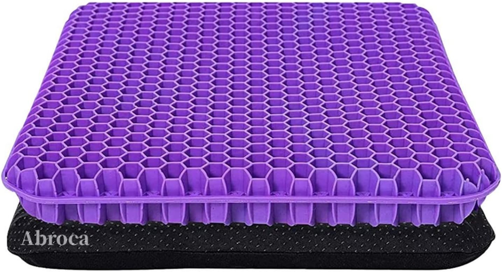 Gel Seat Cushion for Long Sitting, Double Thick Office Desk Home Wheelchair S...