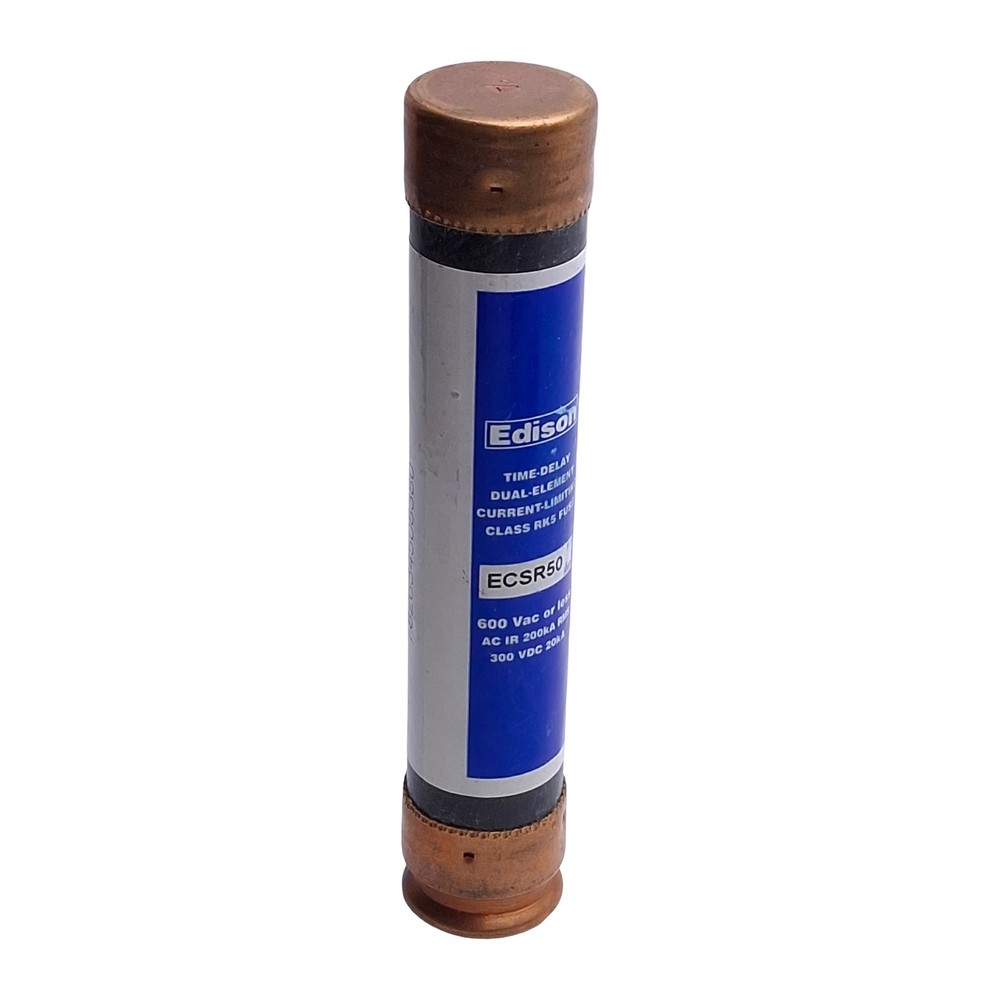 Eaton Edison ECSR50 Time Delay Bullet Fuse, Class RK5, 50A, 600VAC