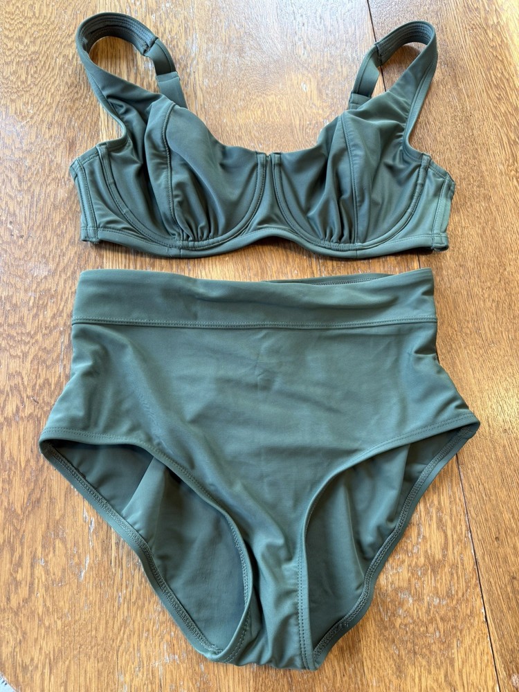 Women's Olive Green KONA SOL Bikini Two Piece Swimsuit Bathing Suit Size Medium