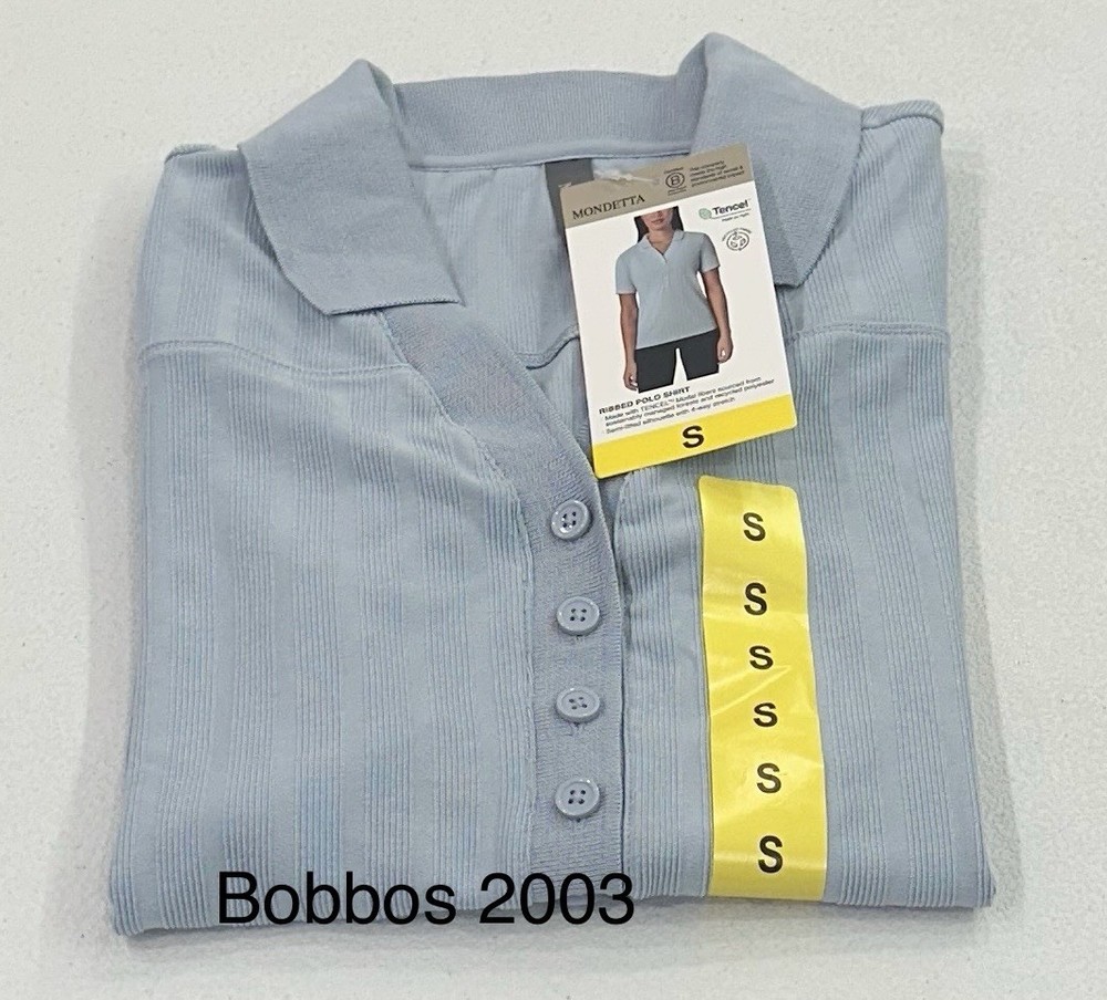 Mondetta Women's Ribbed Polo Shirt, Blue Fog, Size S