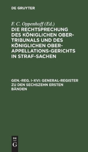 General-Register Zu Den Sechszehn Ersten Bänden (Hardback)