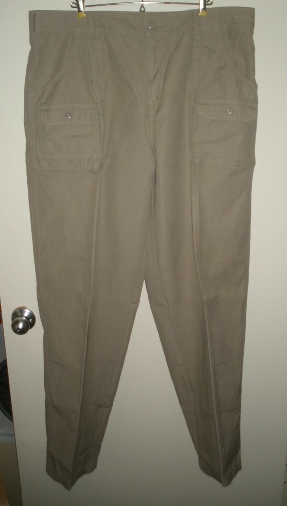 #965 Cabela's Mens 40 34 Reg Army khaki Canvas Heavy Cotton Cargo Hunting Pant