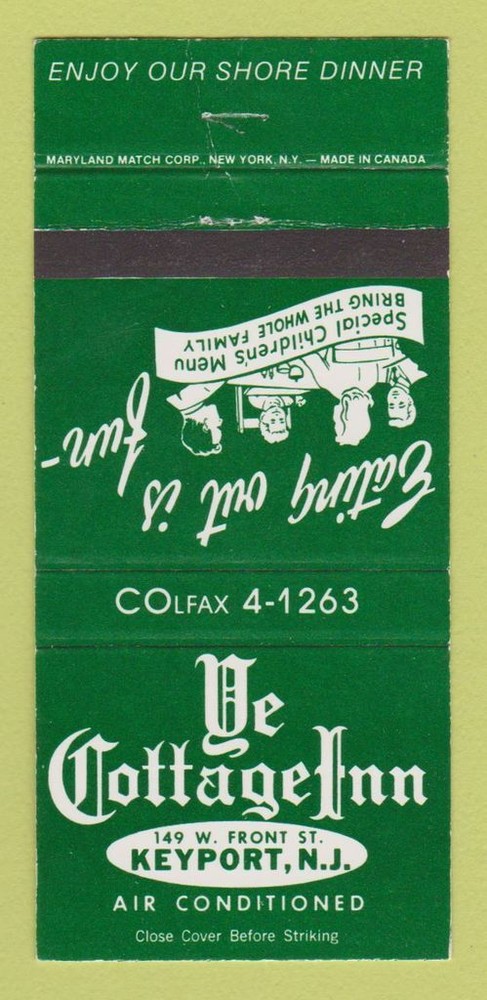 Matchbook Cover - Ye Cottage Inn Keyport NJ 30 Strike
