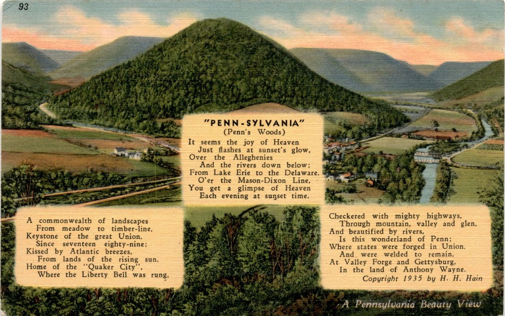Pennsylvania, Quaker City, Liberty Bell, Alleghenies, Lake Erie, Postcard