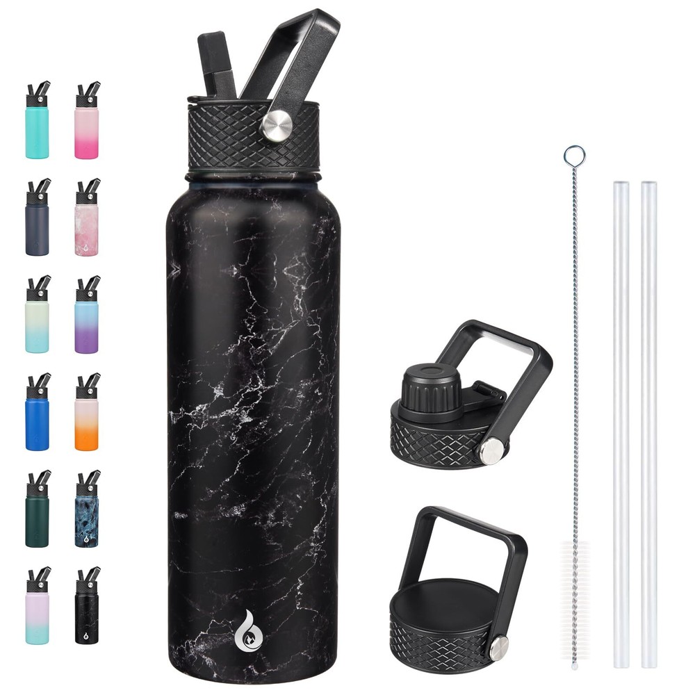 Insulated Water Bottles with Straw Lid, 40oz Large Water Bottle, Stainless St...