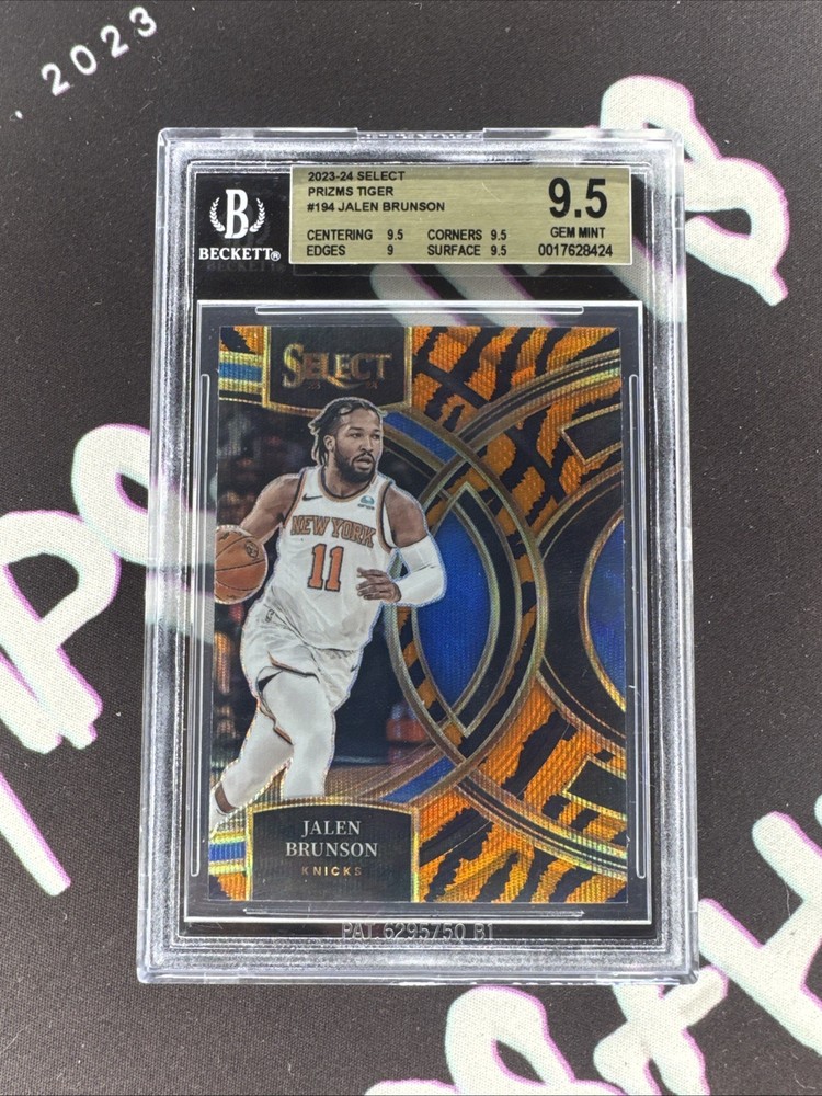 Jalen Brunson 2023-24 Select Premier Level Tiger Prizm Knicks Bgs 9.5 Sp