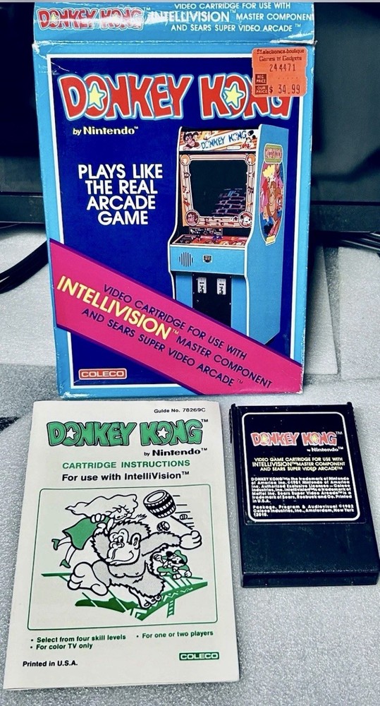 Intellivision Donkey Kong Cib Cleaned & Tested 5/21/26 Excellent Condition!