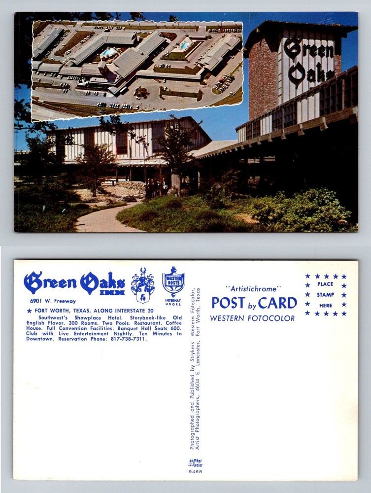 Fort Worth, TX-Texas, Green Oaks Motor Hotel Storybook Style Vintage Postcard