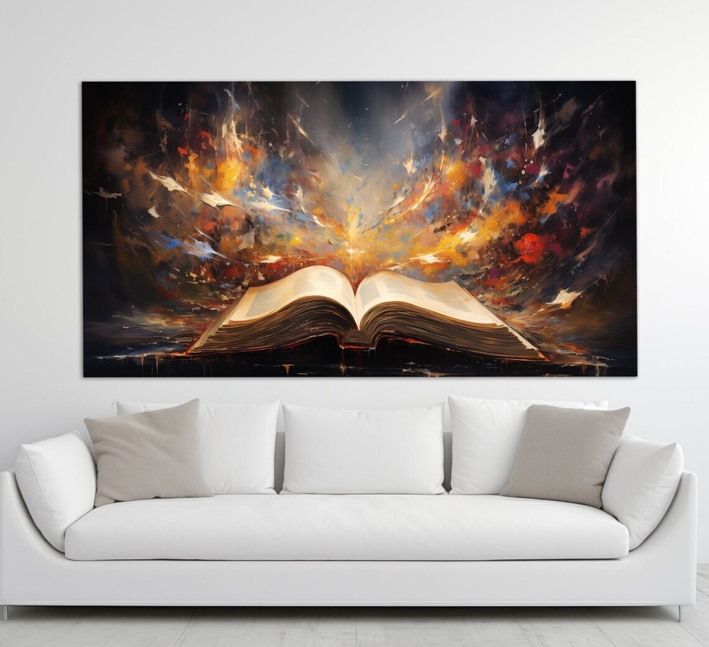 Open Book Vintage Oil Paint Abstract Unframed Canvas Print Australian Wall Art
