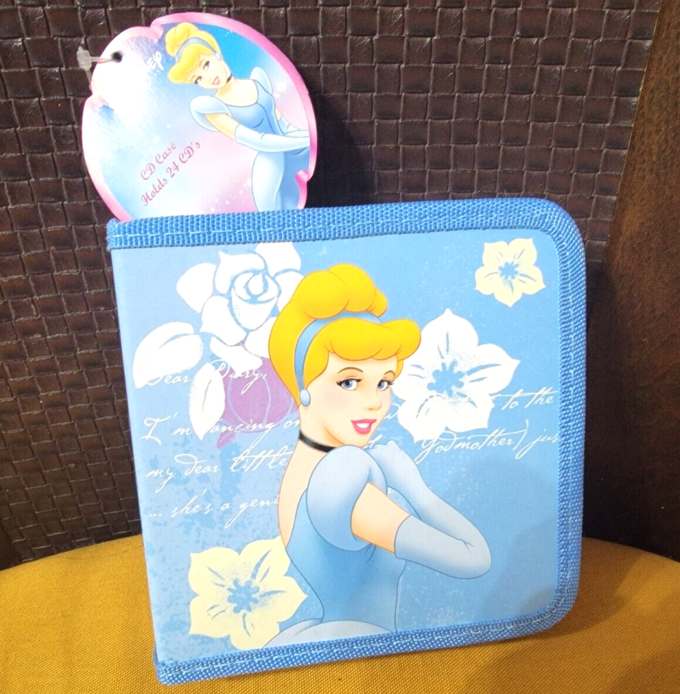 NEW WITH TAG DISNEY CINDERELLA HOLDS 24 CD OR DVD BLUE CASE