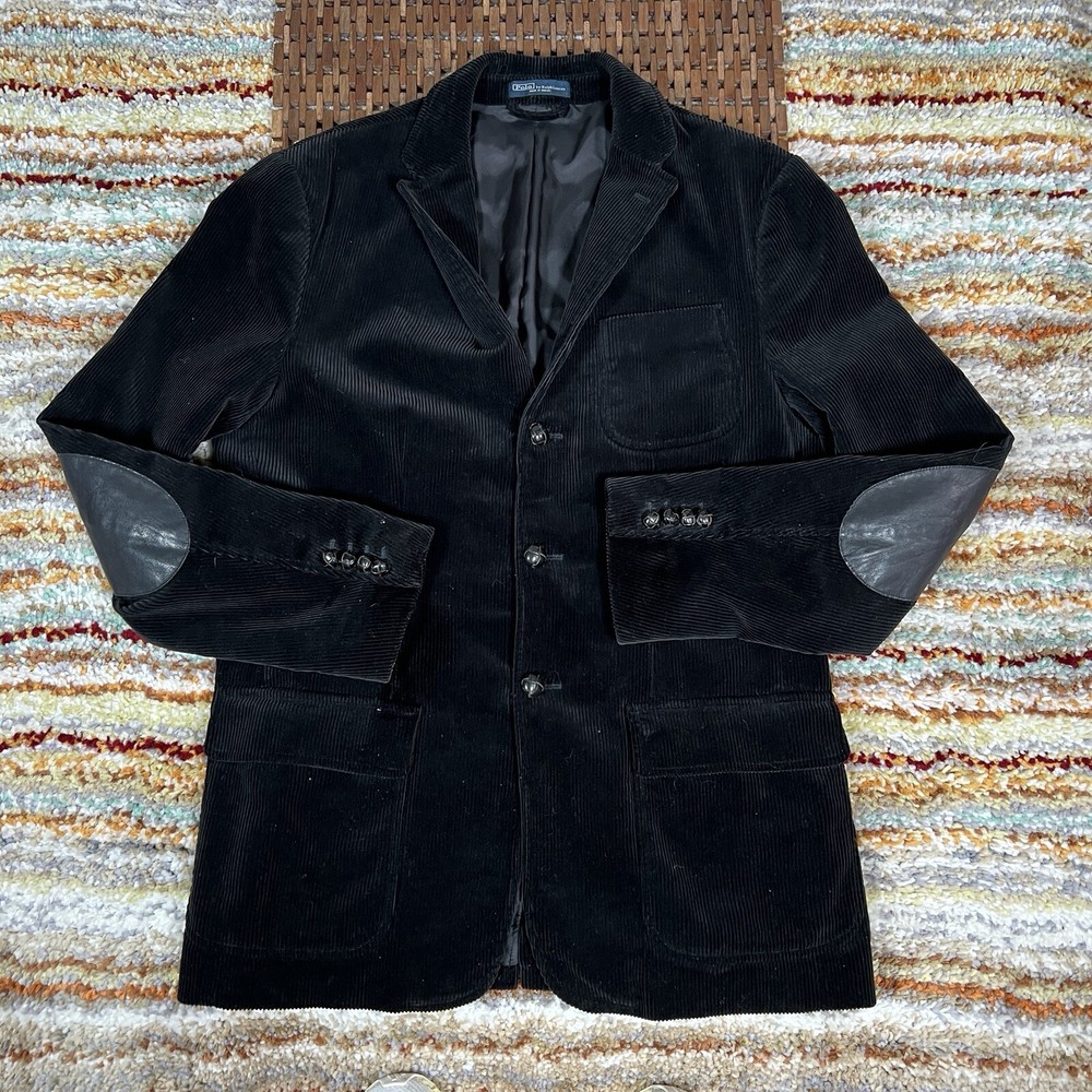 Polo Ralph Lauren Dark Chocolate Black Cord Chore Jacket Blazer Coat 44L XL VTG
