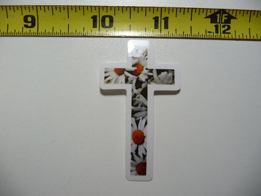 Christian Cross Flowers Background Decal Sticker for Faith & Belief