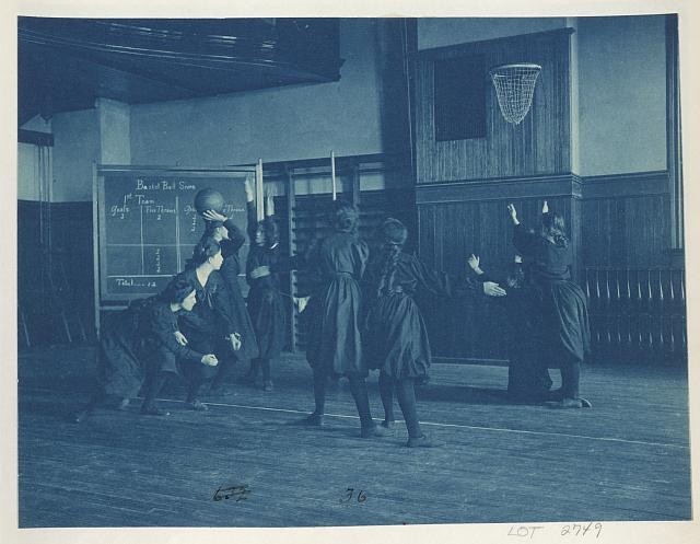 Female Students playing basketball,Western High School,Washington,DC,1899?