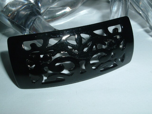 Vintage Black Celluloid Art Nouveau Cut-out  3