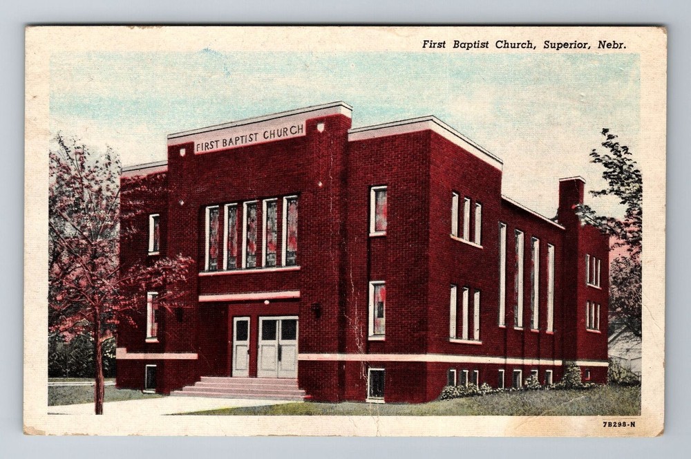 Superior NE-Nebraska, First Baptist Church, Religion, Antique, Vintage Postcard