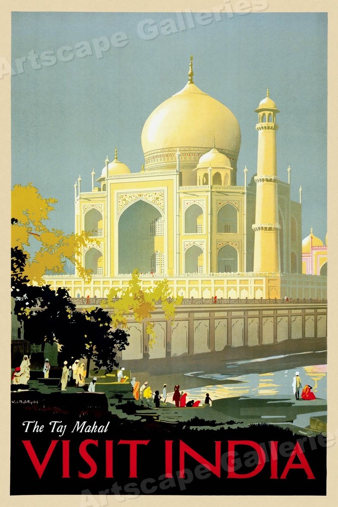 Visit Taj Mahal 1930 - See India Classic Vintage Travel Poster - 16x24