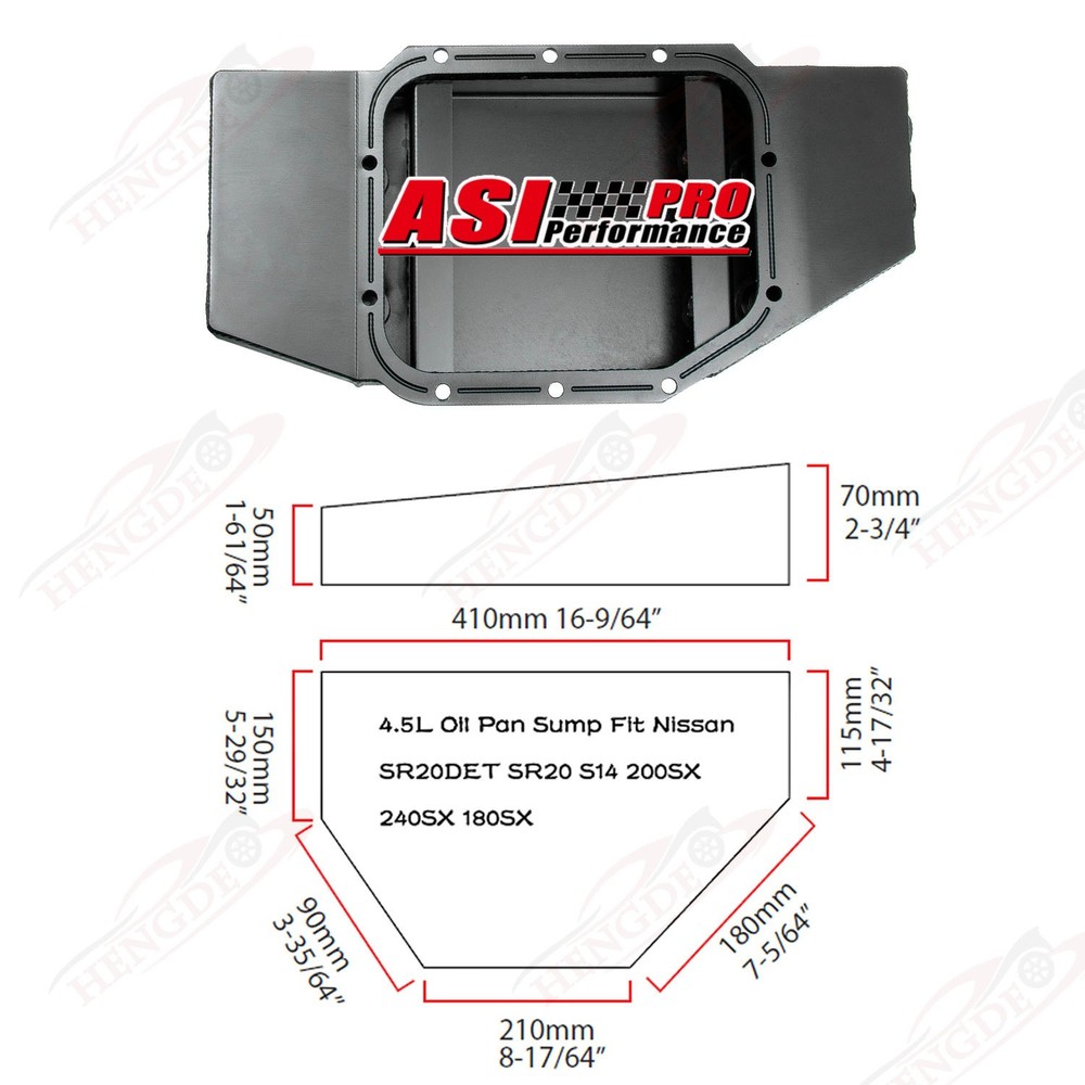 Fabricated Aluminum Alloy 4.5L Oil Pan Sump Fits All SR2DET Model Engine