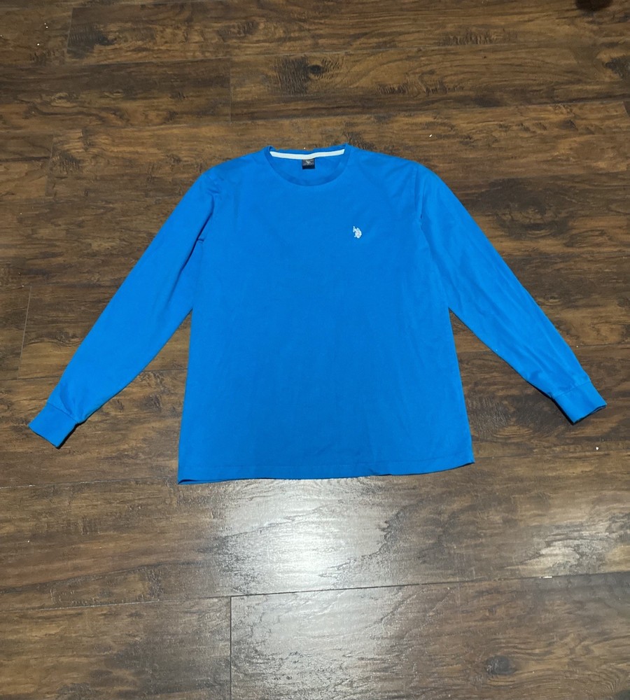 U.S Polo Assn Blue Long-sleeve shirt features a White embroidered logo size M